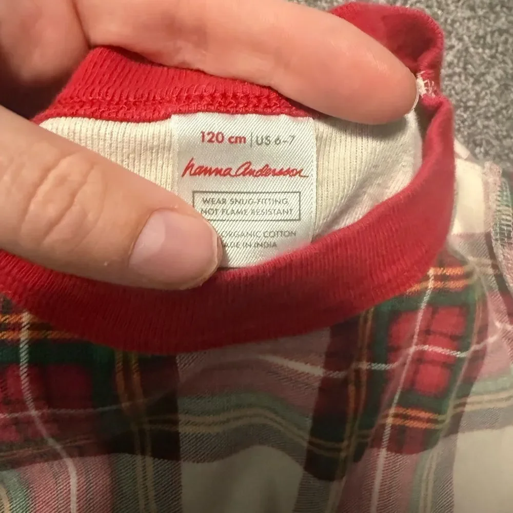 Hanna Andersson Red Plaid Pajamas Sz 120cm